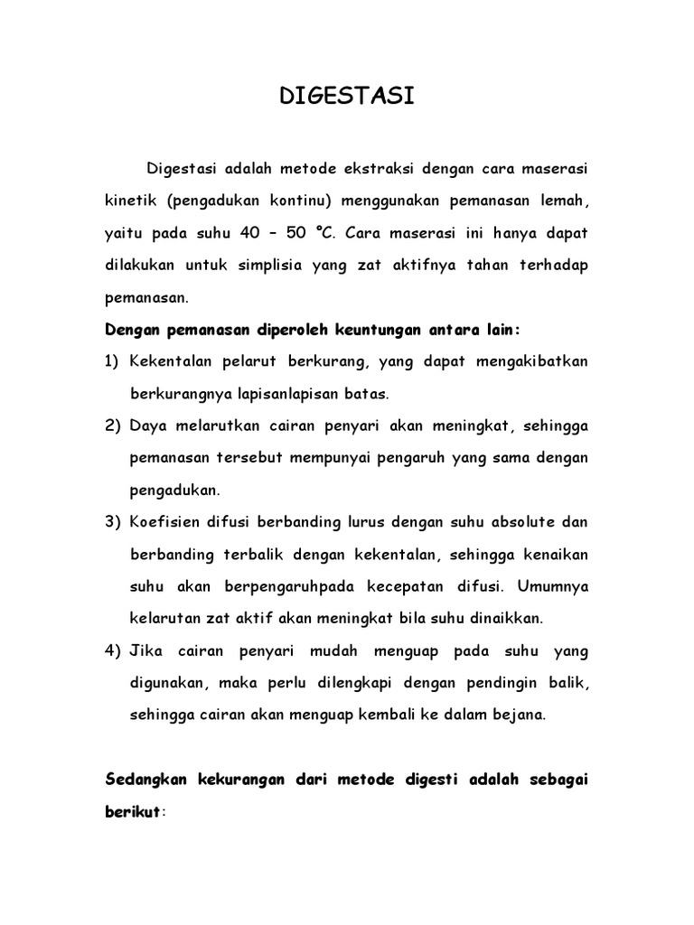 Metode Digesti untuk Ekstraksi Senyawa | PDF | Sains & Matematika