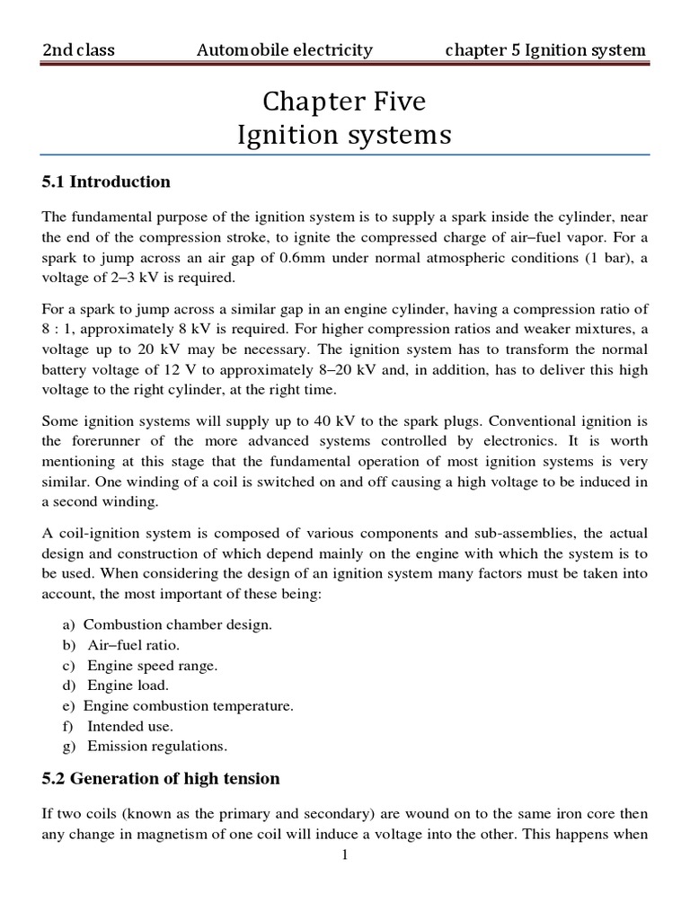 Chapter Five Ignition System Pdf Ignition System Distributor