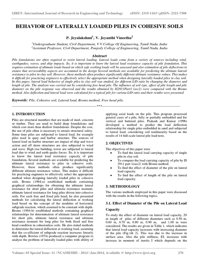 Lateral Load Behavior of Piles in Clay | PDF | Deep Foundation | Civil ...