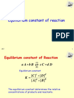 Equilibrium constant of reaction K