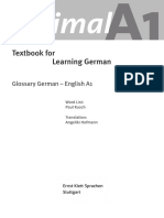 Textbook For Learning German: Glossary German - English A1