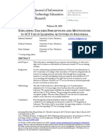 E T P M ICT U L A I: Volume 18, 2019 Xploring Eacher Erceptions and Otivations TO Se in Earning Ctivities in Ndonesia