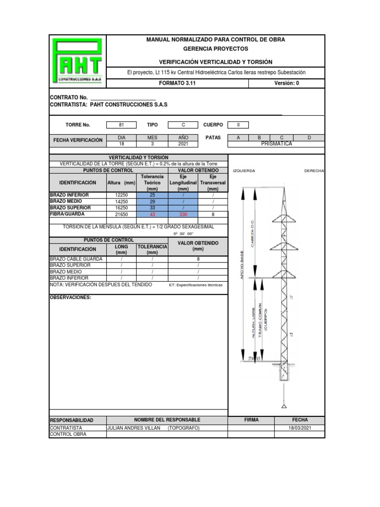 Protocolo de Verticalidad Torre 81 | PDF