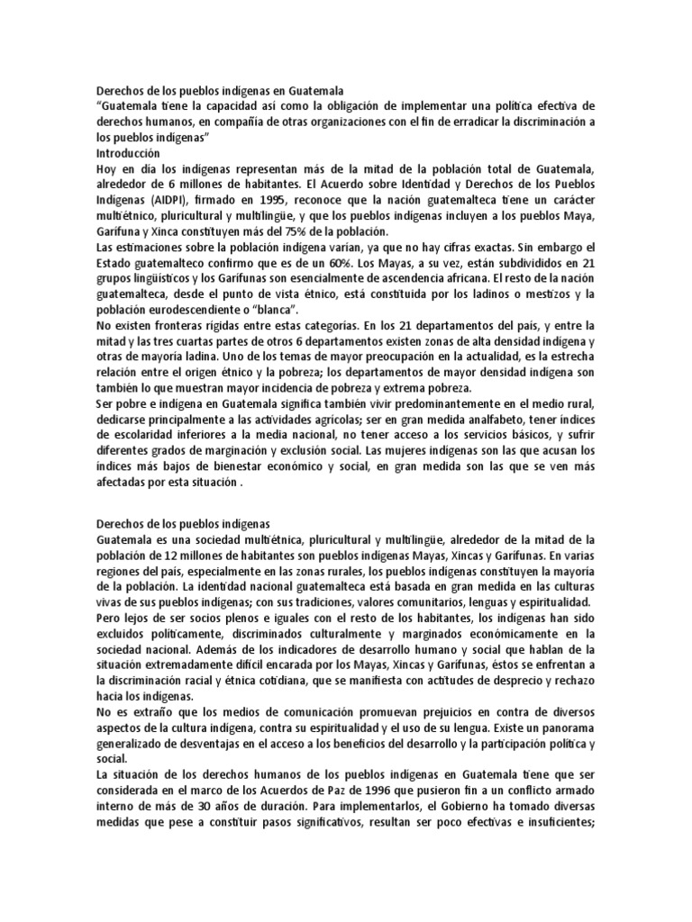 Derechos de los pueblos indígenas en Guatemala | PDF | Guatemala ...