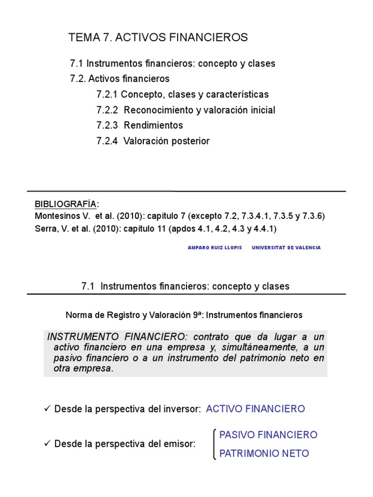 Diapositivas Tema 7 CONTABILIDAD | PDF | Renta Fija | Compartir (Finanzas)
