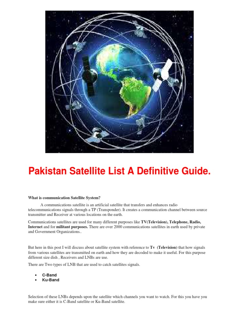 Pakistan Satellite Channels Overview | PDF | Communications Satellite ...