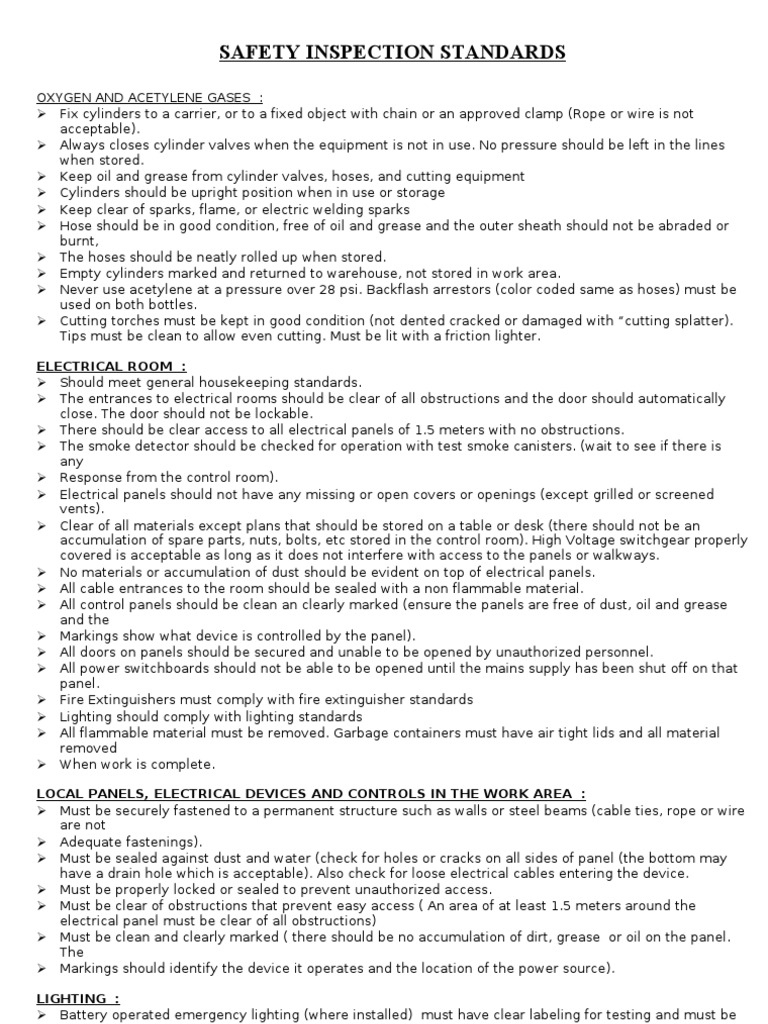 Electrical Room Safety Inspection Checklist | PDF | Electrical Wiring ...