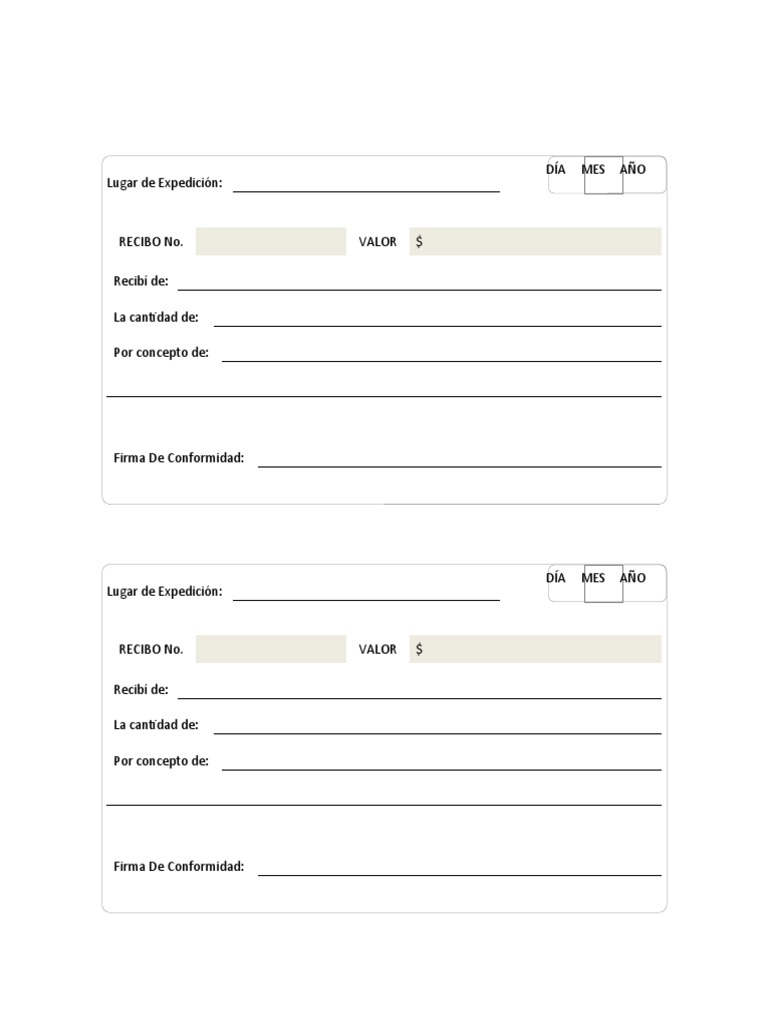 Formato de Recibo de Pago Word 1 | PDF 