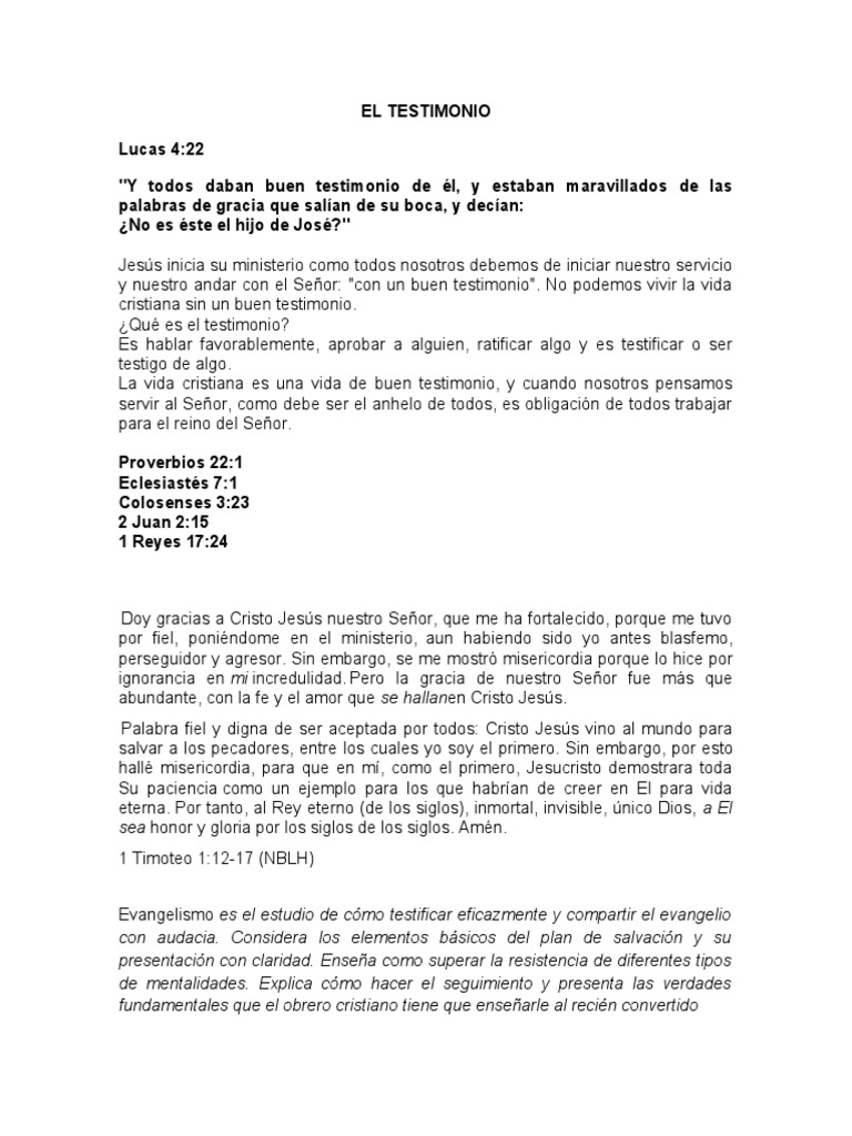 El Poder del Testimonio Cristiano | PDF | Pablo el apóstol | La ...
