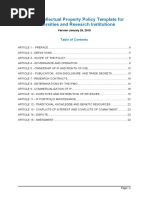 WIPO Intellectual Property Policy Template For Universities and Research Institutions