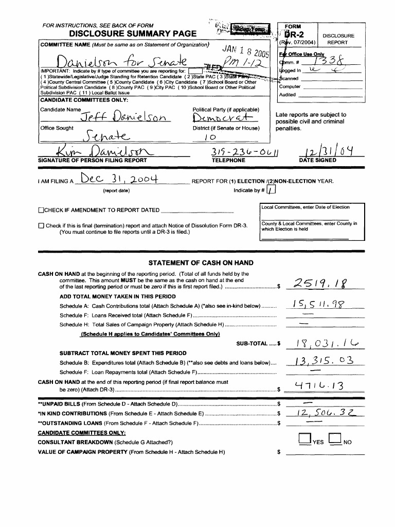 Committee Disclosure Report Instructions | PDF | Political Action ...