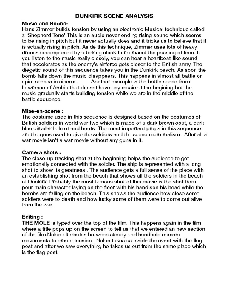 Music And Sound Dunkirk Scene Analysis Pdf