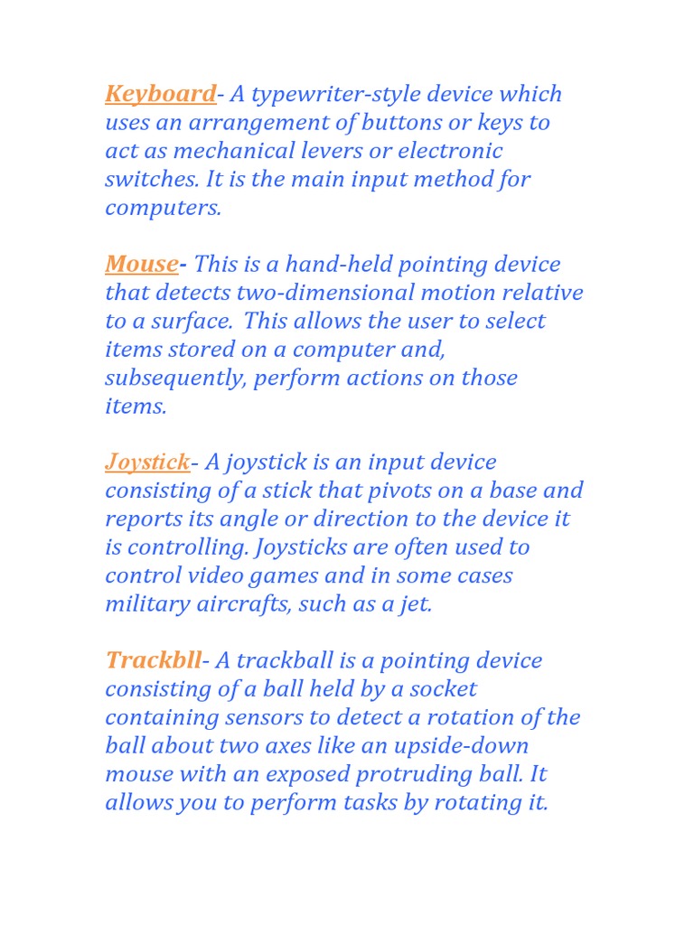 Essential Computer Input Devices Explained | PDF