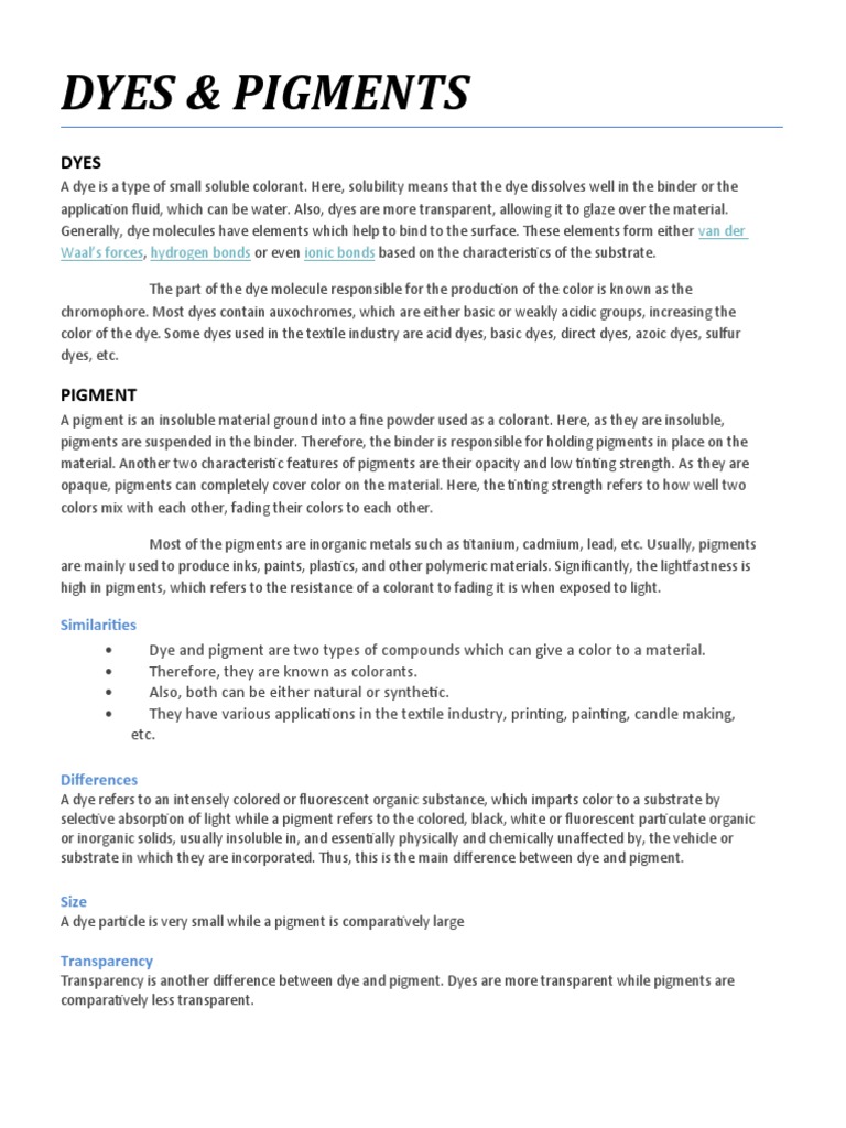 Dyes and Pigment PDF