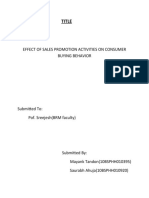 Title: Effect of Sales Promotion Activities On Consumer Buying Behavior