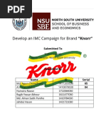 Develop An IMC Campaign For Brand "Knorr": Submitted To