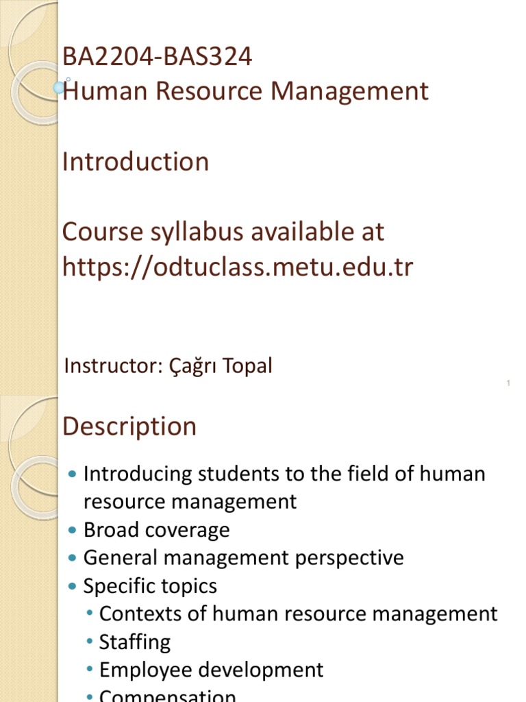 HRM Course Syllabus BA2204 2025-2026 | PDF | Human Resource Management ...