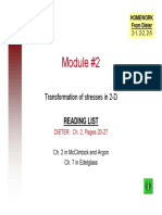 Module #2: Transformation of Stresses in 2-D