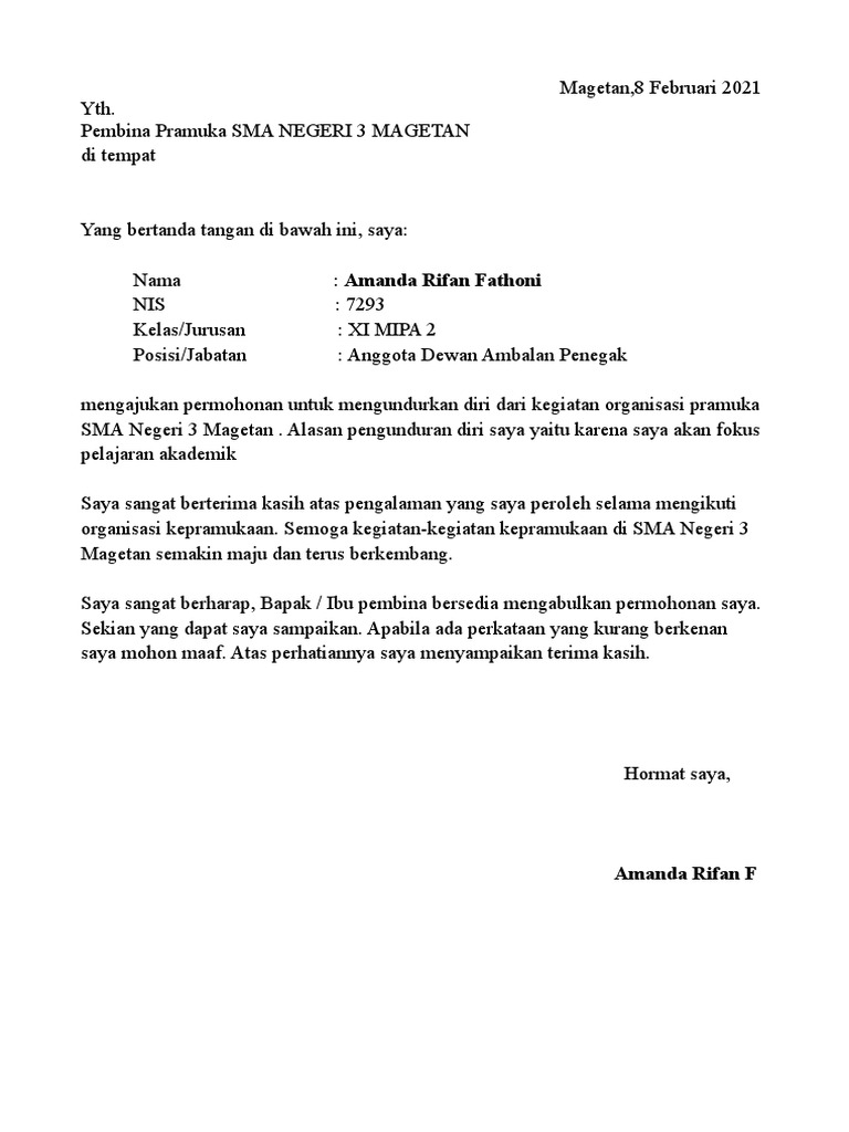 Surat Pengunduran Diri | PDF
