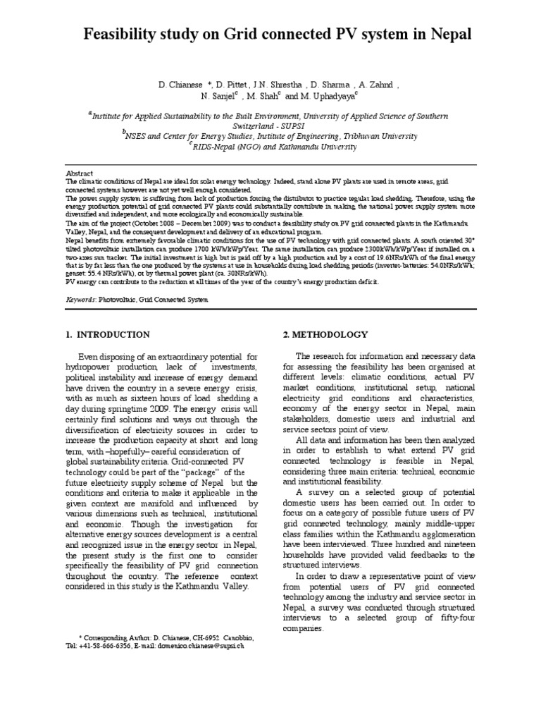 Feasibility of Grid-Connected PV in Nepal | PDF | Photovoltaics | Solar ...