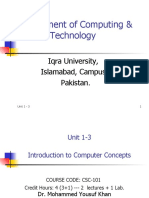 Department of Computing & Technology: Iqra University, Islamabad, Campus, Pakistan