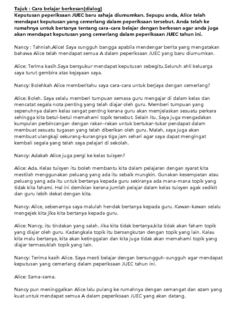 Karangan Cara Belajar Dengan Berkesan Pdf