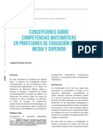 Concepciones Sobre Competencias Matemáticas en Profesores de Educación Básica, Media Y Superior