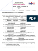 Summative Test in ENGLISH 10: District of Boljoon