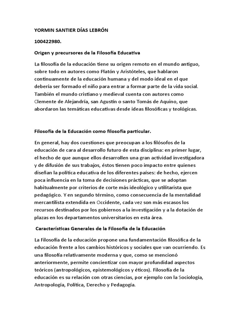 Orígenes de la Filosofía Educativa | PDF | Filosofía de la educación ...