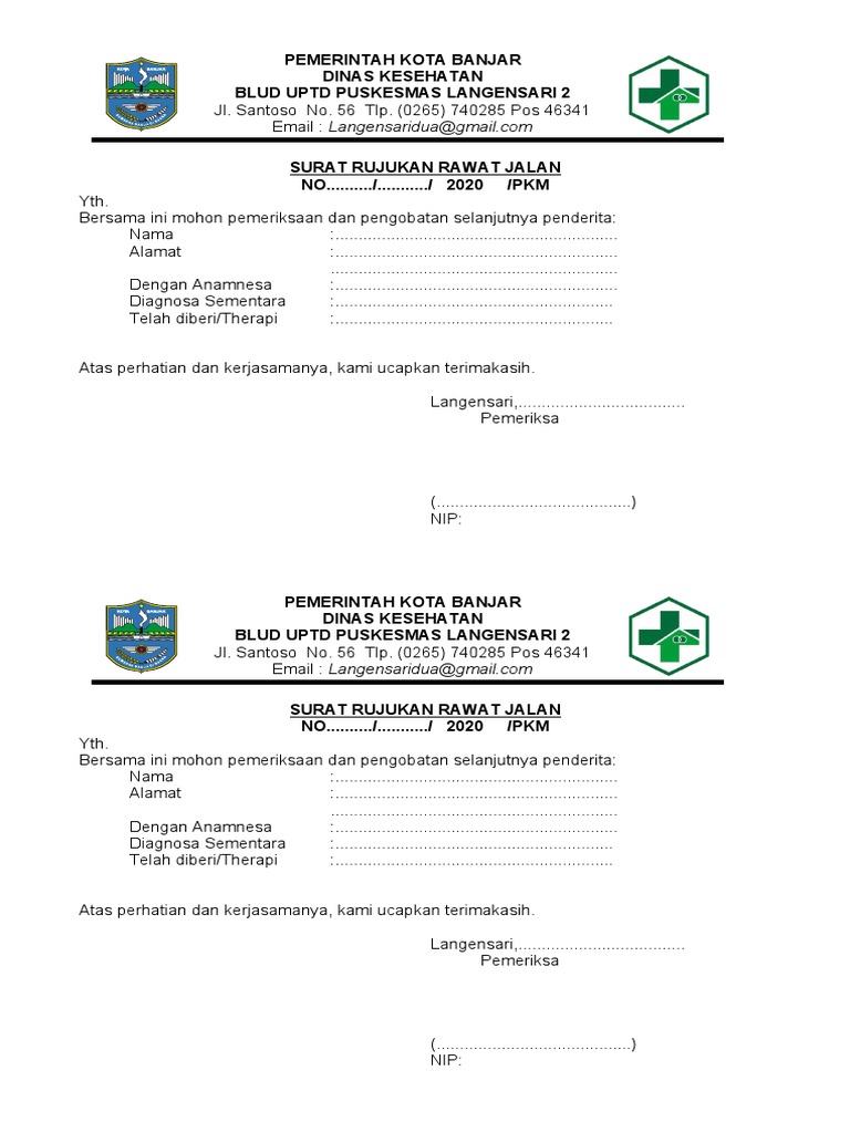 Surat Rujukan Rawat Jalan Puskesmas | PDF
