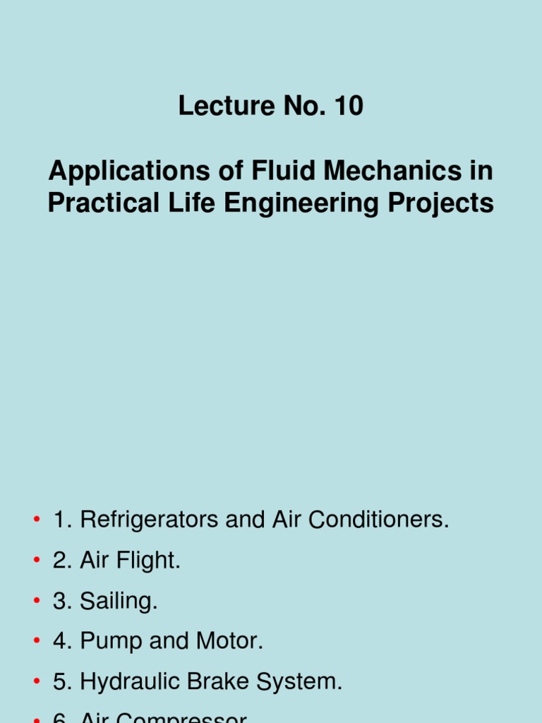 Fluid Mechanics Applications in Engineering | PDF | Compressible Flow ...