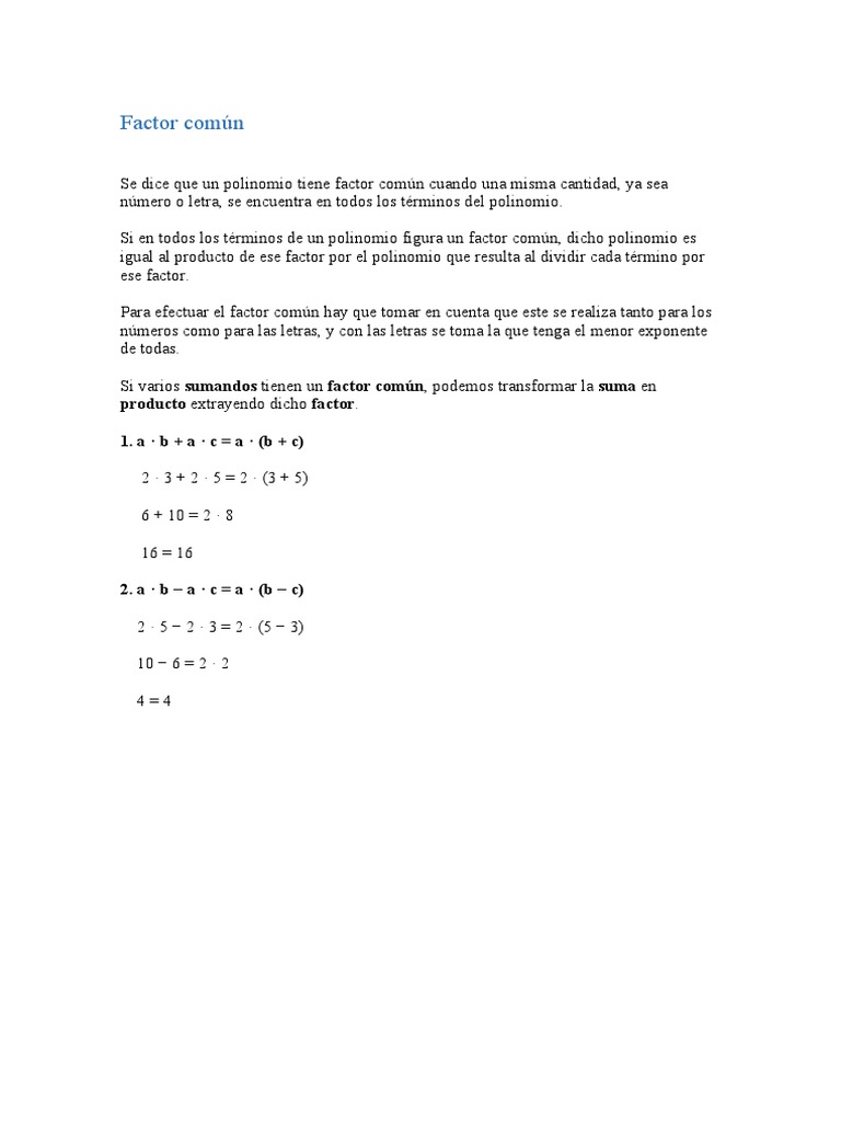 Factor Comun | PDF