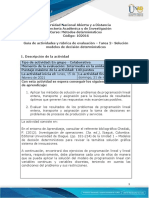 Guia de Actividades y Rúbrica de Evaluación - Tarea 2 - Solución de Modelos de Decisión Determinísticos