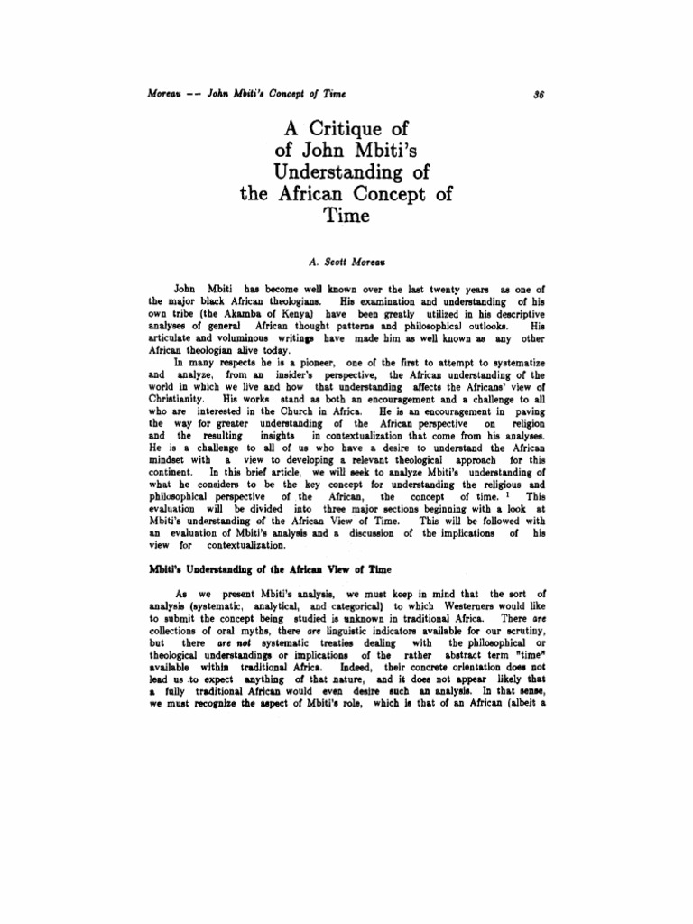 Mbiti's African Time Concept Explained | PDF | Concept | Gospel Of John