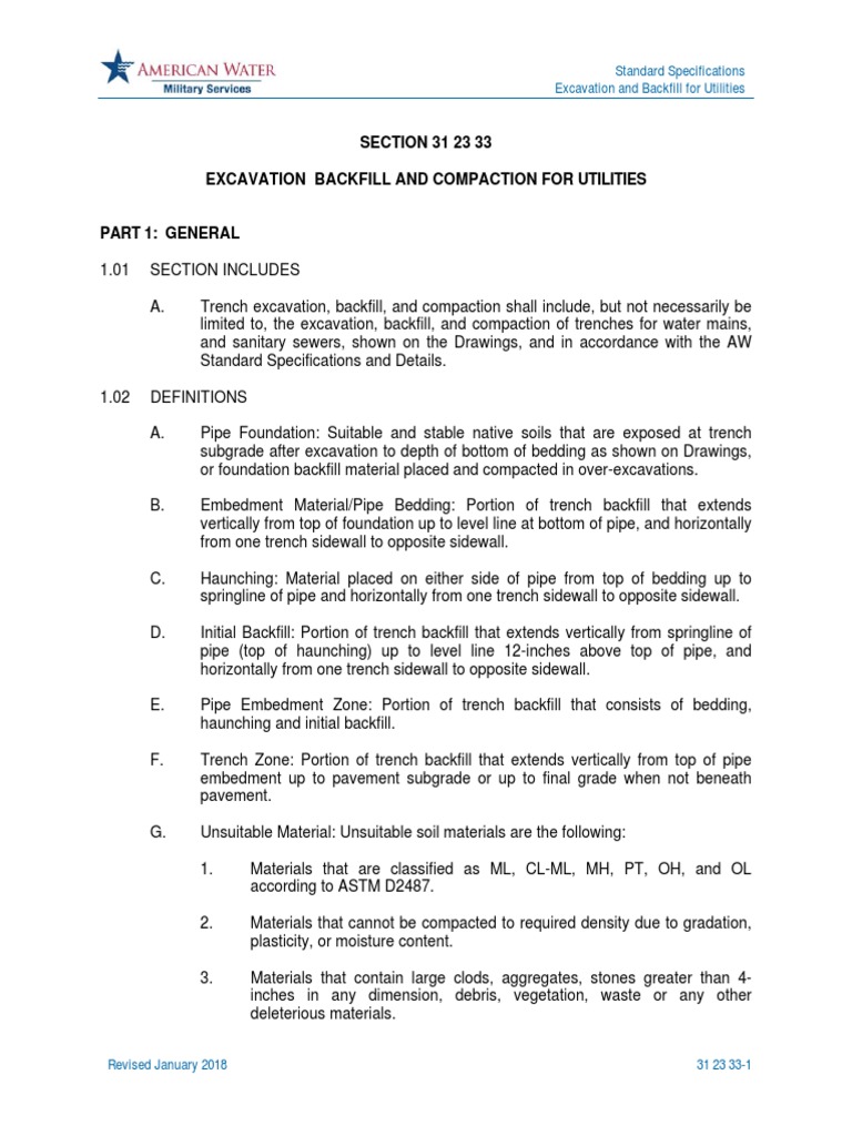 Excavation and Backfill Specifications | PDF | Soil Mechanics | Drainage