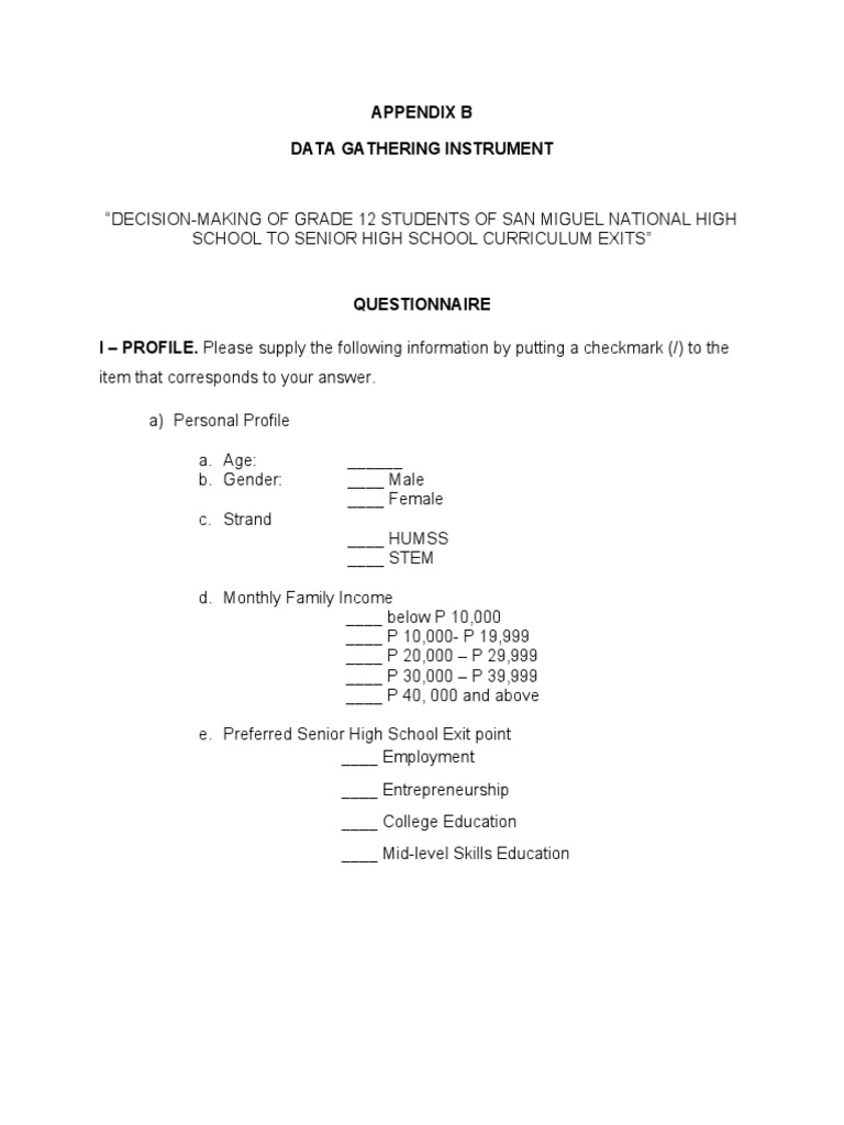 Grade 12 Students' Curriculum Exit Survey | PDF | Decision Making ...