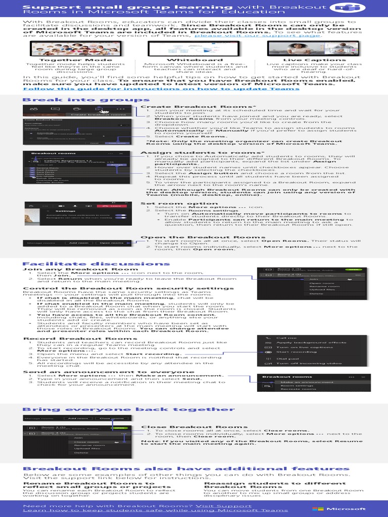 Microsoft Teams Breakout Rooms Guide | PDF | Software | System Software