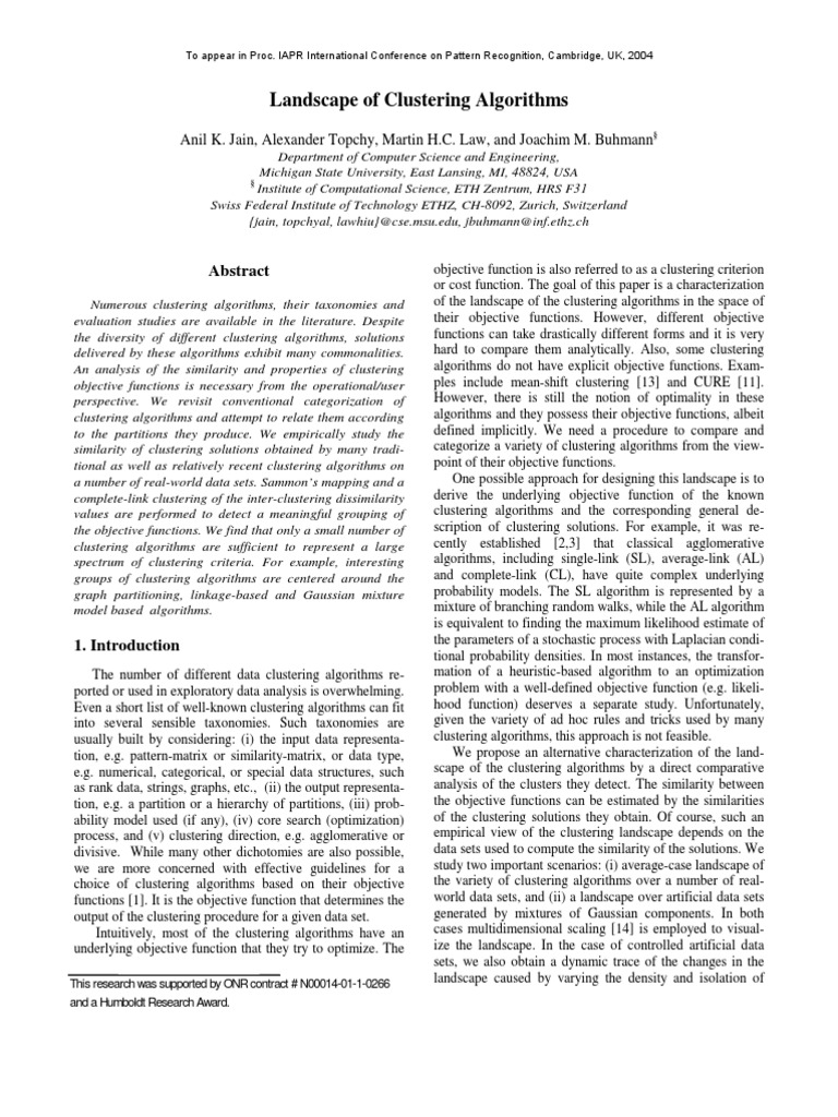 Clustering Algorithms: A Comparative Analysis | PDF | Cluster Analysis ...