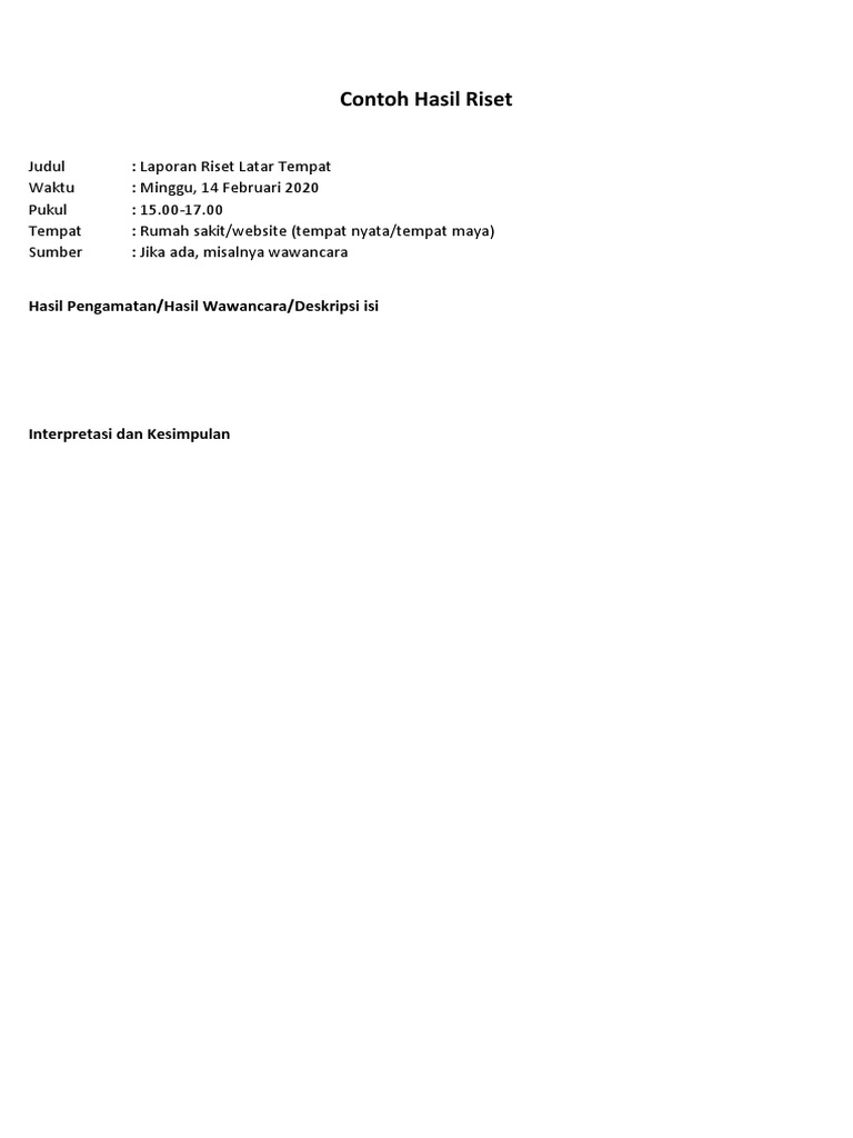 Contoh Laporan Hasil Riset | PDF