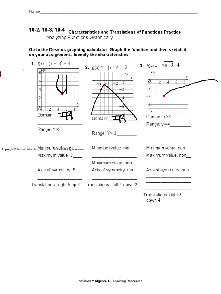 10.2 - 10.4 - Characteristics - and - Translations - of - Functions ...