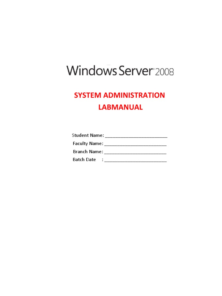 Windows Server 2008 System Admin Lab Guide | PDF | Active Directory ...