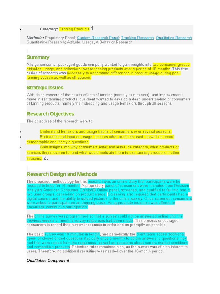 Marketing Research - Case Studies - B2C | PDF | Retail | Interview