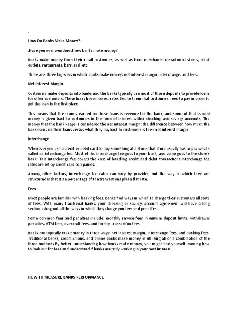 How Do Banks Make Money How To Measure Banks Performance Script PDF