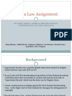 Media Law Assignment: Hughie Green Versus Broadcasting Corporation of New Zealand