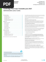 Cambridge Final Exam Timetable June 2021: Administrative Zone 3 (UK)