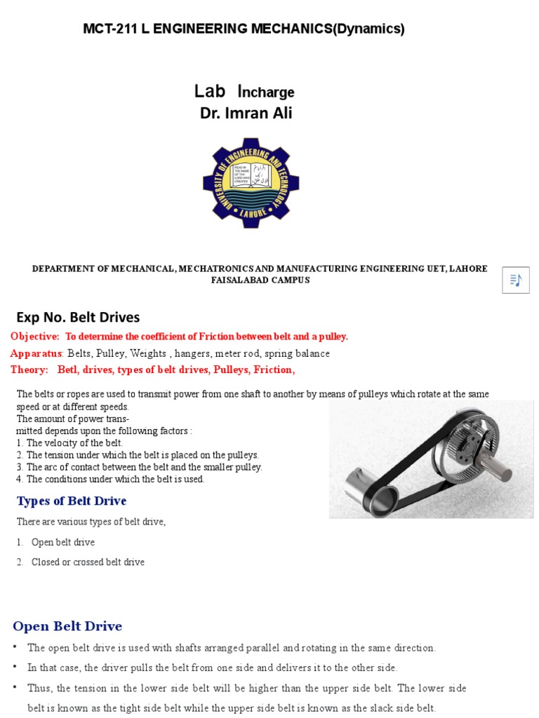Engineering Mechanics: Belt Drives | PDF | Belt (Mechanical) | Mechanics