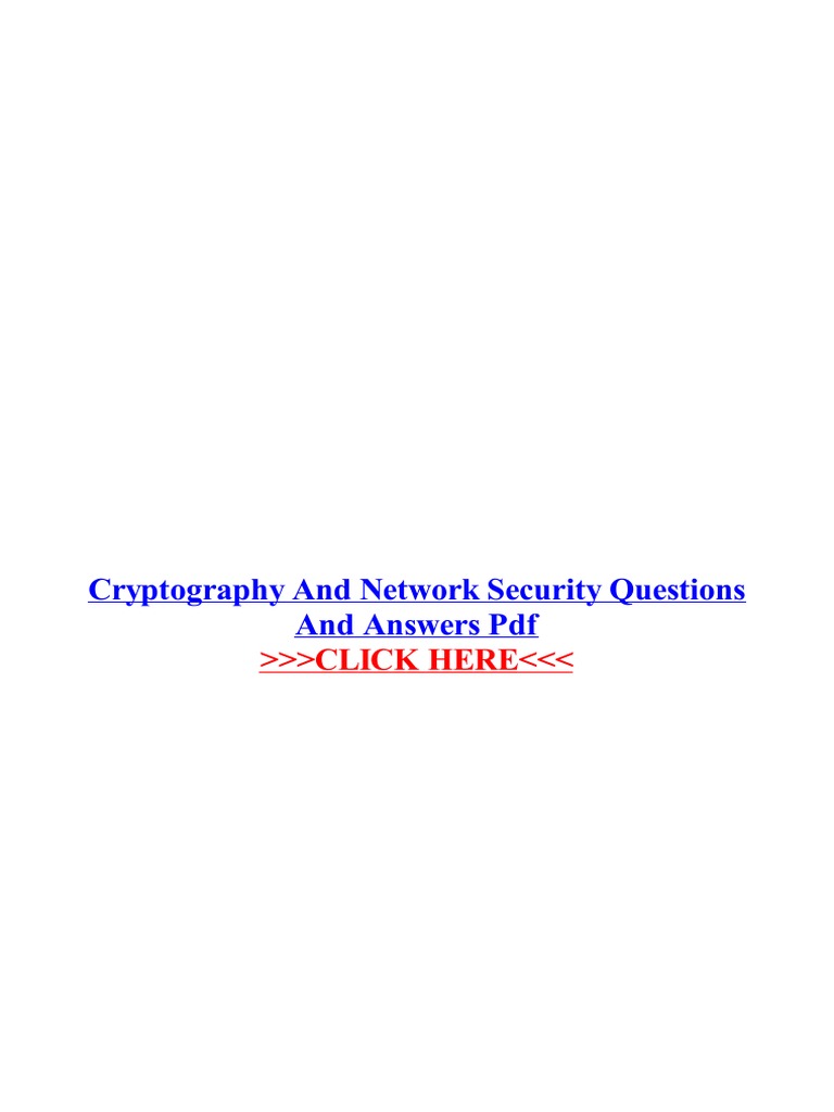 Cryptography and Network Security Questions and Answers PDF PDF