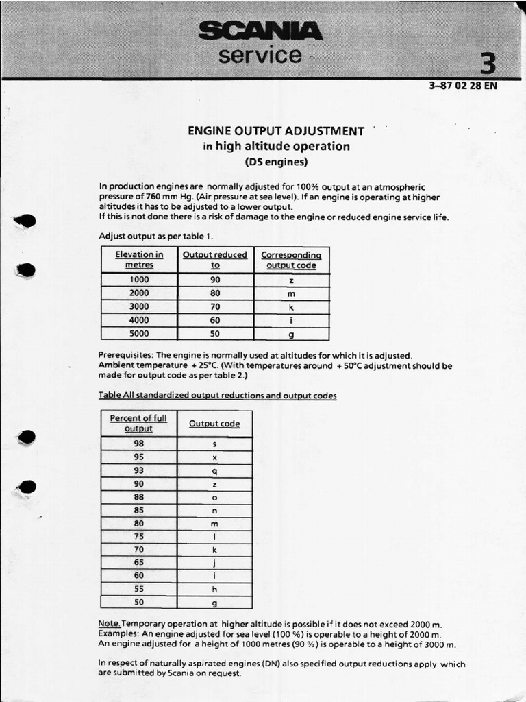 0387 02 28 ENGINE OUTPUT ADJUSTMENT in High Altitude Operation (DS