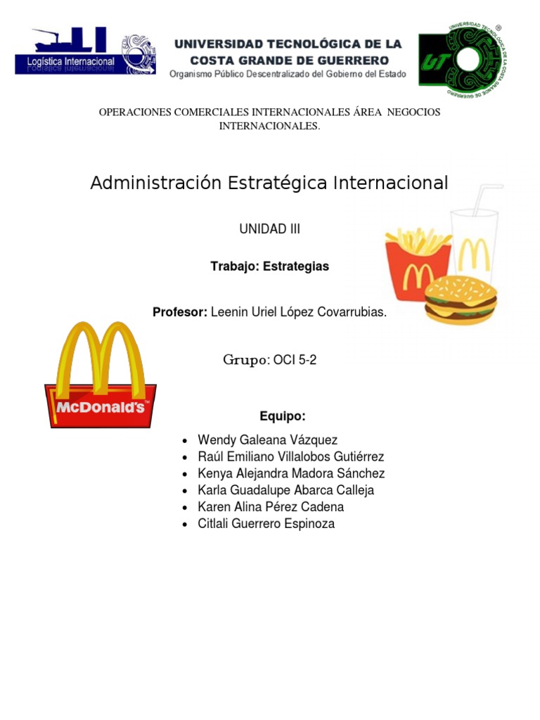 Estrategias de McDonald's en Mercados Internacionales | PDF | Mc Donald ...