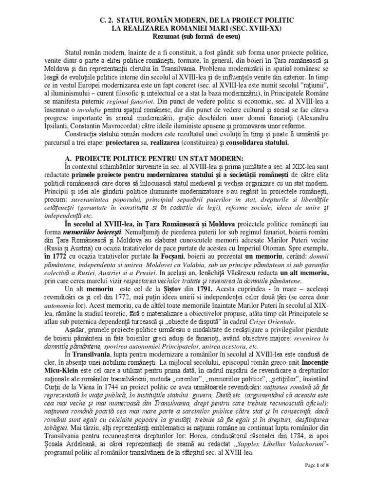 Statul Roman Modern Eseu | PDF